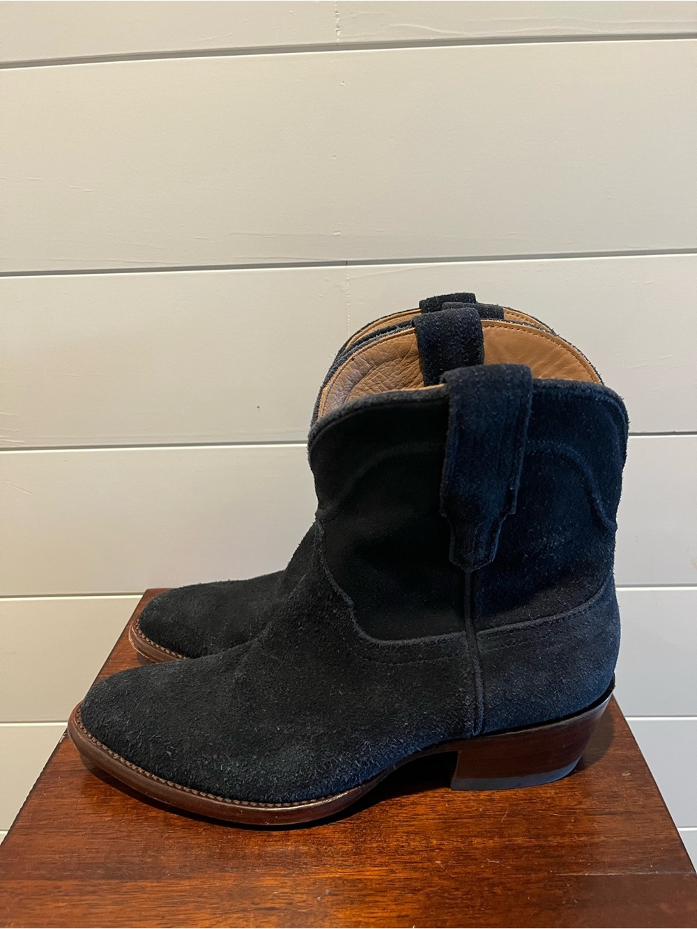 Tecovas "The Lucy" Women's Navy Suede Western Ankle Boots - Size 7.5